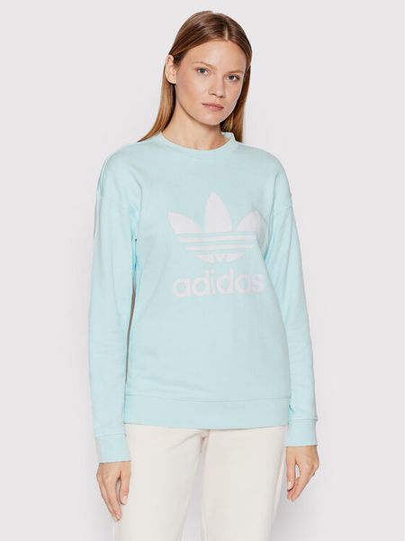 Adidas Bluza Treofil Crew HL6678 Niebieski Regular Fit. Niebieskie bluzy damskie Adidas, bez wzorów, z bawełny, bez kaptura. Za 159.99 zł.