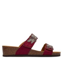 Klapki Scholl. Czerwone klapki damskie Scholl, bez wzorów, bez obcasa. Za 354.99 zł.