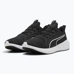Buty do biegania PUMA Softride Carson Knit. Czarne obuwie sportowe damskie Puma, bez wzorów, do biegania. Za 209.99 zł.