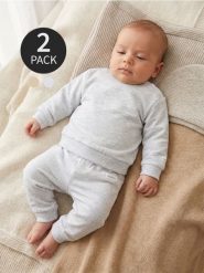 Bawełniane spodnie dresowe 2 pack - beżowy. Brązowe spodenki niemowlęce Sinsay, bez wzorów, z bawełny. Za 25.99 zł.