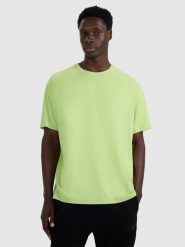 4F T-shirt oversize gładki męski - zielony XL. Zielone koszulki sportowe męskie 4f, m, z aplikacjami, z bawełny, bez kołnierzyka, bez ramiączek. Za 69.99 zł.