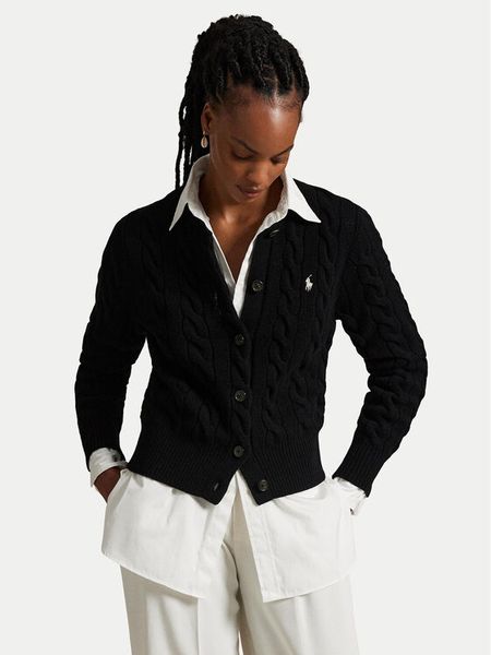 Polo Ralph Lauren Kardigan 211972104005 Czarny Slim Fit. Czarne kardigany damskie Polo Ralph Lauren, xs, bez wzorów, z wełny, bez kołnierzyka, bez ramiączek, bez kaptura. Za 1,199.00 zł.