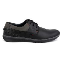 Olivier Buty Męskie Skórzane Casual Model 308GT czarne. Czarne półbuty na co dzień męskie ze skóry, casualowe, bez zapięcia. Za 319.69 zł.