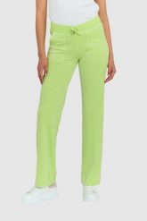 JUICY COUTURE Klasyczne welurowe spodnie dresowe del ray w jasnozielonym kolorze. Zielone spodnie dresowe damskie Juicy Couture, s, bez wzorów, z dresówki. W wyprzedaży za 284.99 zł.