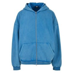 Bluza Męska 90´s Stone Wash Heavyweight Full Zip Hoodie. Niebieskie bluzy męskie Urban Classics, m, bez wzorów, bez kaptura. Za 287.99 zł.