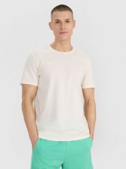4F T-shirt regular z nadrukiem męski - biały M. Białe koszulki sportowe męskie 4f, m, bez wzorów, z bawełny, klasyczne, bez kołnierzyka. W wyprzedaży za 39.99 zł.