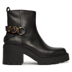 Botki PINKO. Czarne botki damskie Pinko, bez obcasa, na słupku, bez zapięcia. Za 1,399.00 zł.