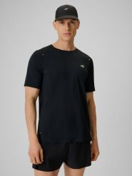 4F Koszulka do biegania szybkoschnąca męska - czarna M. Czarne koszulki sportowe męskie 4f, m, bez wzorów, z materiału, bez kołnierzyka. Za 119.99 zł.