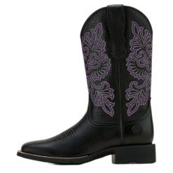 Kowbojskie botki rozsuwane z kwadratowym czubkiem dla kobiet Ariat Round Up. Czarne botki damskie Ariat, z materiału, eleganckie, bez obcasa, bez zapięcia. Za 796.00 zł.