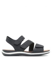 Geox Sandały D Sandal Vega D35R6A000EKC9999 Czarny. Czarne sandały damskie Geox, bez wzorów, ze skóry, bez obcasa, na płaskiej podeszwie, bez zapięcia. Za 259.99 zł.