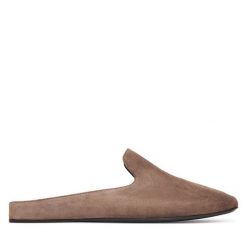 Klapki Max Mara. Brązowe klapki damskie Max Mara, bez wzorów, bez obcasa. Za 2,109.00 zł.
