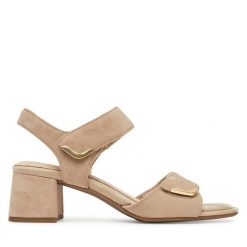 Sandały Tamaris. Brązowe sandały damskie Tamaris, bez wzorów, bez obcasa, na słupku, bez zapięcia. Za 319.99 zł.