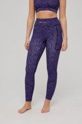 Legginsy Infinite z wysokim stanem – fioletowa panterka. Fioletowe legginsy damskie OOSC, s, bez wzorów, z materiału, z podwyższonym stanem, długie, do biegania. Za 245.99 zł.