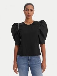 Fracomina Bluzka FR26ST3035J40101 Czarny Regular Fit. Czarne bluzki damskie Fracomina, xl, bez wzorów, z bawełny, bez kołnierzyka, bez ramiączek. Za 329.99 zł.