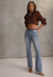 Niebieskie Jeansy Dzwony Bootcut High Waist z Bawełną Urilyss. Niebieskie jeansy damskie Renee, z podwyższonym stanem. Za 119.99 zł.