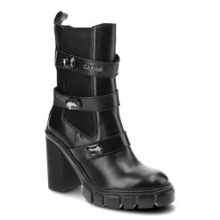 Czarne Botki Carinii Eleganckie Skórzane Buty Na Słupku. Czarne kozaki damskie Carinii, ze skóry, bez obcasa, na obcasie. Za 529.00 zł.