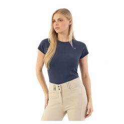 Damska koszulka do jazdy konnej ANKY ATC261301. Niebieskie koszule damskie ANKY, bez wzorów, sportowe, bez kołnierzyka. Za 283.50 zł.