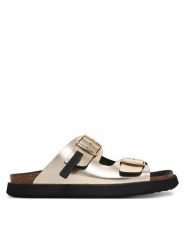 D.Franklin Klapki DFSH407009 Złoty. Żółte klapki damskie D.Franklin, bez wzorów, ze skóry, bez obcasa. Za 399.99 zł.