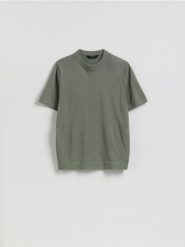 Sweter z krótkim rękawem - jasnozielony. Zielone swetry przez głowę męskie Reserved, l, bez wzorów, z bawełny, bez kołnierzyka. Za 99.99 zł.