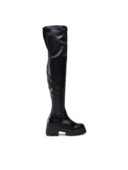 Badura Kozaki SX090-2202 Czarny. Czarne kozaki damskie Badura, ze skóry, bez obcasa, na słupku. Za 224.99 zł.