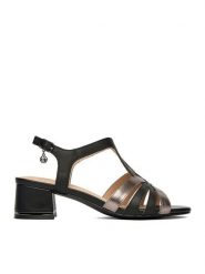 Lasocki Sandały CEO-25F575-1 Czarny. Czarne sandały damskie Lasocki, bez wzorów, ze skóry, bez obcasa, na słupku, bez zapięcia. Za 199.99 zł.