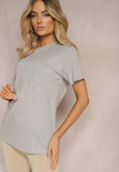Szara Casualowa Koszulka T-shirt z Bawełny Gittaria. Szare bluzki damskie Renee, uniwersalny, bez wzorów, z bawełny, biznesowe, bez kołnierzyka. Za 14.99 zł.