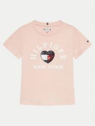 Tommy Hilfiger T-Shirt KG0KG07857 D Różowy Regular Fit. Czerwone t-shirty i topy dla dziewczynek Tommy Hilfiger, bez wzorów, z bawełny, bez ramiączek. Za 169.99 zł.