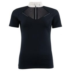 Damska koszulka polo na zawody BR Equitation Zapopan. Czarne koszulki sportowe damskie BR, bez wzorów, bez kołnierzyka, bez ramiączek, do jazdy konnej. Za 258.50 zł.