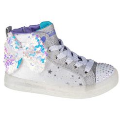 Buty sportowe do chodzenia dziewczęce, Shuffle Brights 2.0. Białe buty sportowe dziewczęce Skechers, bez wzorów, bez zapięcia, trekkingowe. Za 139.99 zł.
