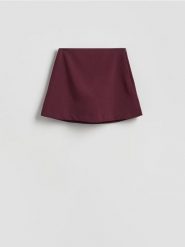 Spódnico-szorty z dodatkiem wiskozy - burgundowy. Czerwone szorty damskie Reserved, l, bez wzorów, z tkaniny. Za 99.99 zł.