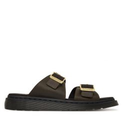 Klapki Dr. Martens. Brązowe klapki damskie Dr. Martens, bez wzorów, bez obcasa. Za 559.99 zł.