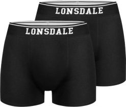 Bokserki męskie Lonsdale Oxfordshire, 2-pak, czarne. Czarne bokserki męskie Lonsdale, m, bez wzorów, z bawełny. Za 160.99 zł.