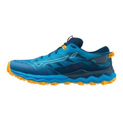 Buty do biegania męskie Mizuno Wave Daichi 7. Niebieskie buty sportowe męskie Mizuno, z gumy, bez zapięcia, do biegania, mizuno wave. Za 499.99 zł.