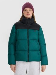 4F Kurtka puchowa z wypełnieniem syntetycznym damska - zielona S. Zielone kurtki damskie 4f, na zimę, s, bez wzorów, z dzianiny, bez kaptura. Za 349.99 zł.