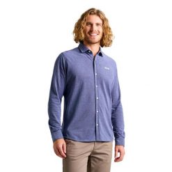 Koszula Slam Koszula Heba Ls Dorosłych. Niebieskie koszule męskie SLAM, m, bez wzorów, z bawełny, sportowe, bez kołnierzyka, bez ramiączek. Za 407.99 zł.