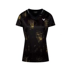 Koszulka damska VICTOR T-54102 W. Czarne koszulki sportowe damskie Victor, l, bez wzorów, bez kołnierzyka, bez ramiączek. Za 109.99 zł.