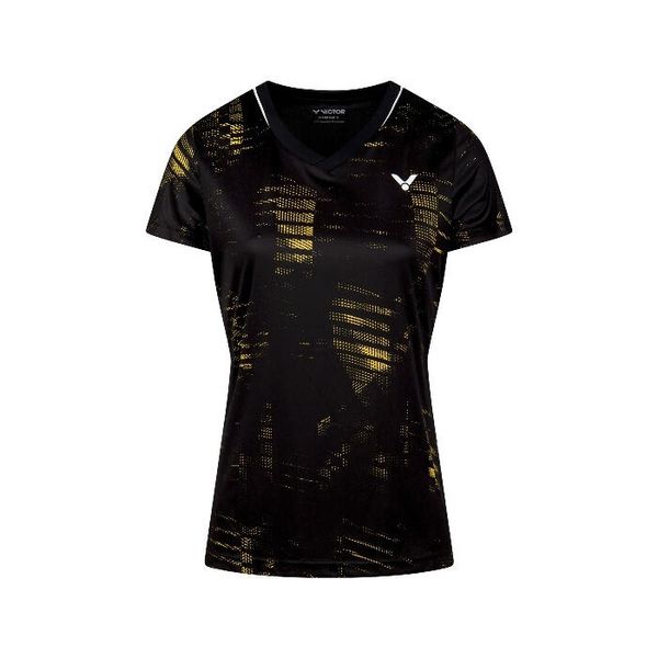 Koszulka damska VICTOR T-54102 W. Czarne koszulki sportowe damskie Victor, l, bez wzorów, bez kołnierzyka, bez ramiączek. Za 109.99 zł.