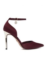 Nine West Szpilki CEO-CWBFS255 Bordowy. Czerwone szpilki damskie Nine West, bez wzorów, z materiału, bez obcasa, bez zapięcia. Za 249.99 zł.