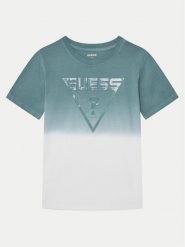 Guess T-Shirt L5GI27 I3Z14 Zielony Regular Fit. Zielone t-shirty dla chłopców Guess, z aplikacjami, z bawełny, bez ramiączek. Za 79.99 zł.