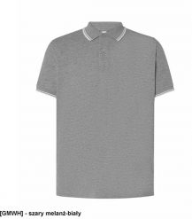JHK Męskie polo z krótkim rękawem 100% stabilizowana bawełna, szary melanż-biały 2XL. Białe koszulki polo męskie JHK, m, bez wzorów, z bawełny, bez ramiączek. Za 48.06 zł.