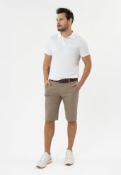 Bawełniane szorty P-BRAD. Brązowe szorty męskie Volcano, na lato, l, bez wzorów, z bawełny. Za 159.99 zł.