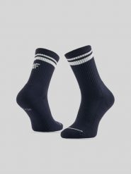 4F Skarpetki tenisowe długie (2-pack) damskie - granatowe 39-42. Niebieskie skarpety damskie 4f, bez wzorów. Za 39.99 zł.