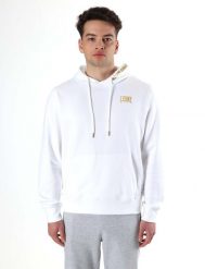 Leone New Gold męska bluza z kapturem typu pull-on. Białe bluzy męskie LEONE 1947 APPAREL, m, bez wzorów, z kapturem, na fitness i siłownię. Za 147.31 zł.