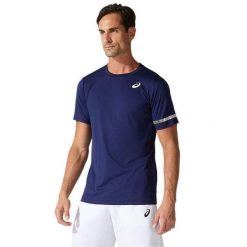 Koszulka sportowa męska Asics Court SS Tee. Koszulki sportowe męskie Asics, m, bez wzorów, bez kołnierzyka, bez ramiączek, tenisowe. Za 165.00 zł.