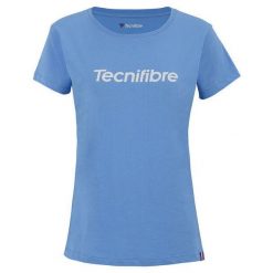 Damski bawełniany T-shirt Tecnifibre Team. Niebieskie koszulki sportowe damskie TECNIFIBRE, l, bez wzorów, z bawełny, sportowe, bez kołnierzyka. Za 79.99 zł.