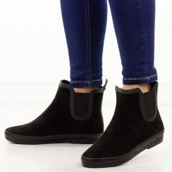 Czarne kalosze damskie Potocki 36063. Czarne botki damskie POTOCKI, na jesień, z gumy, eleganckie, z okrągłym noskiem, bez obcasa, bez zapięcia. Za 89.00 zł.