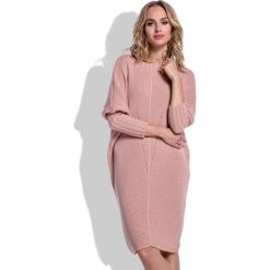 Morelowa Sukienka Sweter z Rękawem Kimono. Pomarańczowe sukienki damskie Molly.pl, uniwersalny, bez wzorów, bez kołnierzyka, bez ramiączek, bez kaptura. Za 120.00 zł.