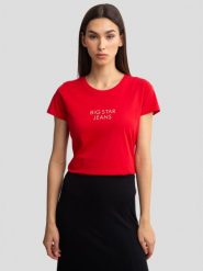 Koszulka damska z napisem czerwona Galansa 603. Czerwone t-shirty damskie Big Star, l, bez wzorów, z bawełny, eleganckie, bez kołnierzyka. W wyprzedaży za 69.99 zł.