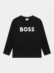 Boss Bluzka J25P25 D Czarny Regular Fit. Czarne t-shirty dla chłopców Boss, bez wzorów, z bawełny, bez ramiączek. Za 219.99 zł.