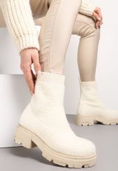 Beżowe Botki na Grubej Podeszwie z Elastyczną Cholewką Kirel. Brązowe botki damskie Renee, eleganckie, bez obcasa, na płaskiej podeszwie, bez zapięcia. Za 44.99 zł.